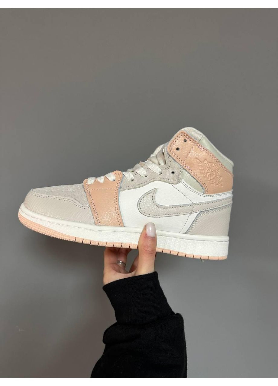 КРОССОВКИ ЖЕНСКИЕ NIKE AIR JORDAN 1 HIGH BEIGE GREY НАЙК АИР ДЖОРДАН No Brand серые зима (367174888)