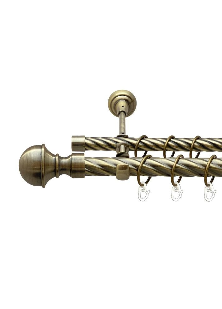 Карниз Бостон металевий дворядний відкритий скручена труба Антик 25\19 мм 200 см (00-00017870) ORVIT (300688440)