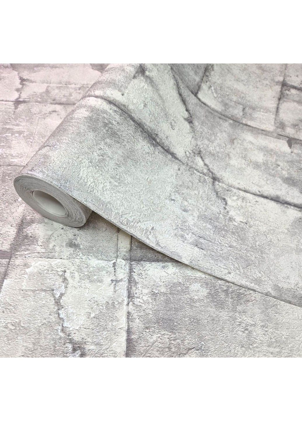 Шпалери вінілові 10.05 × 1.06 м 1576-03, сірі з імітацією бетону для вітальні, кухні, коридору, офісу, передпокою Слов'янські шпалери (340275396)