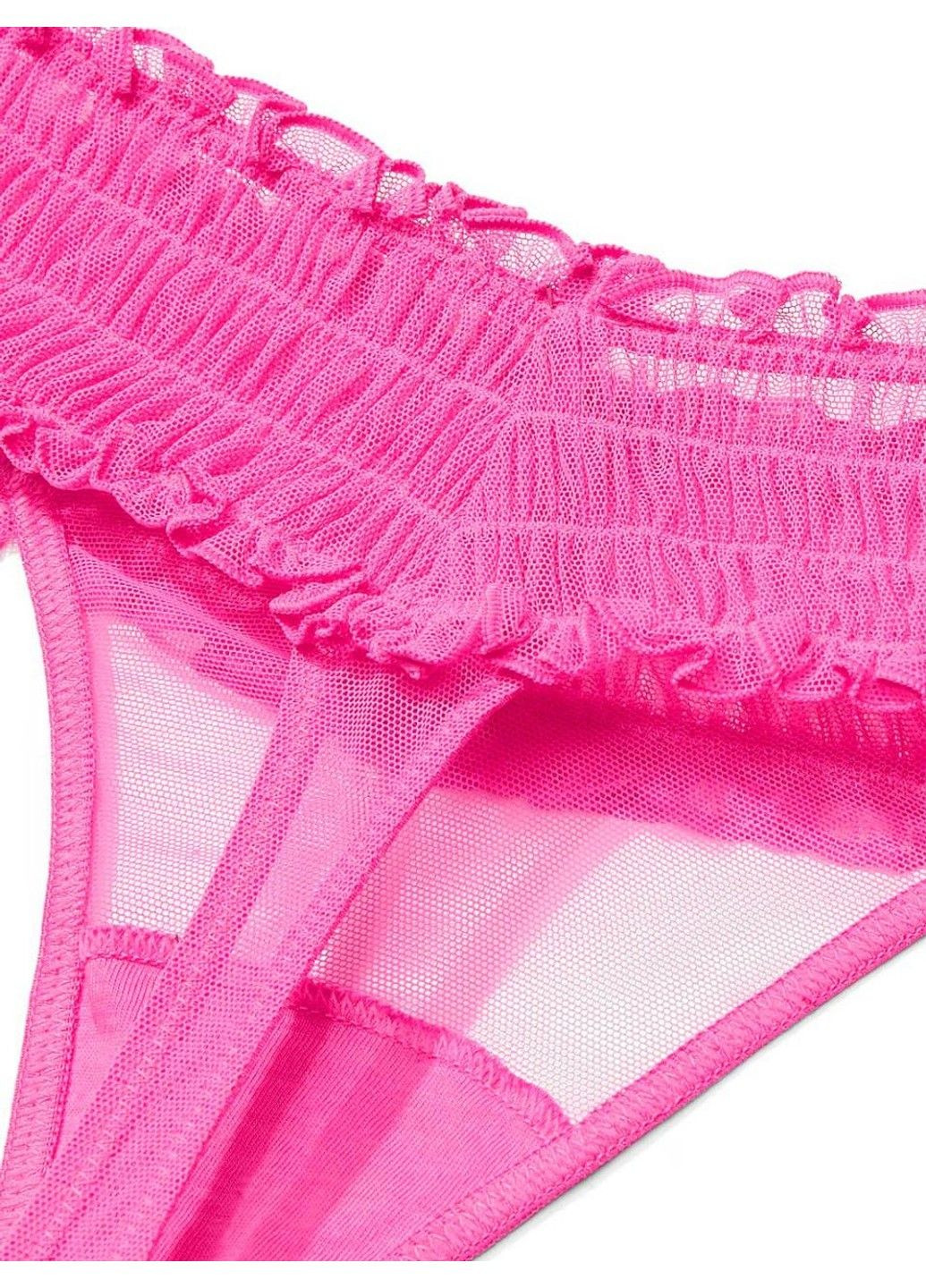 Трусики-стрінги жіночі мереживні Smocked Mesh Thong Panty рожеві Victoria's Secret (349729520)