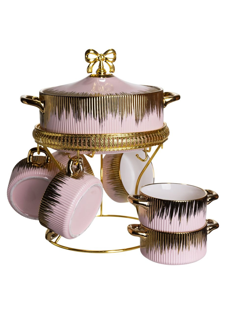 Суповой сервиз на 6 персон супница 2 (л) на подставке с бульонницами 400 (мл) тарелки для супа с золотом FM-A23-5 Yiwu (372608774)