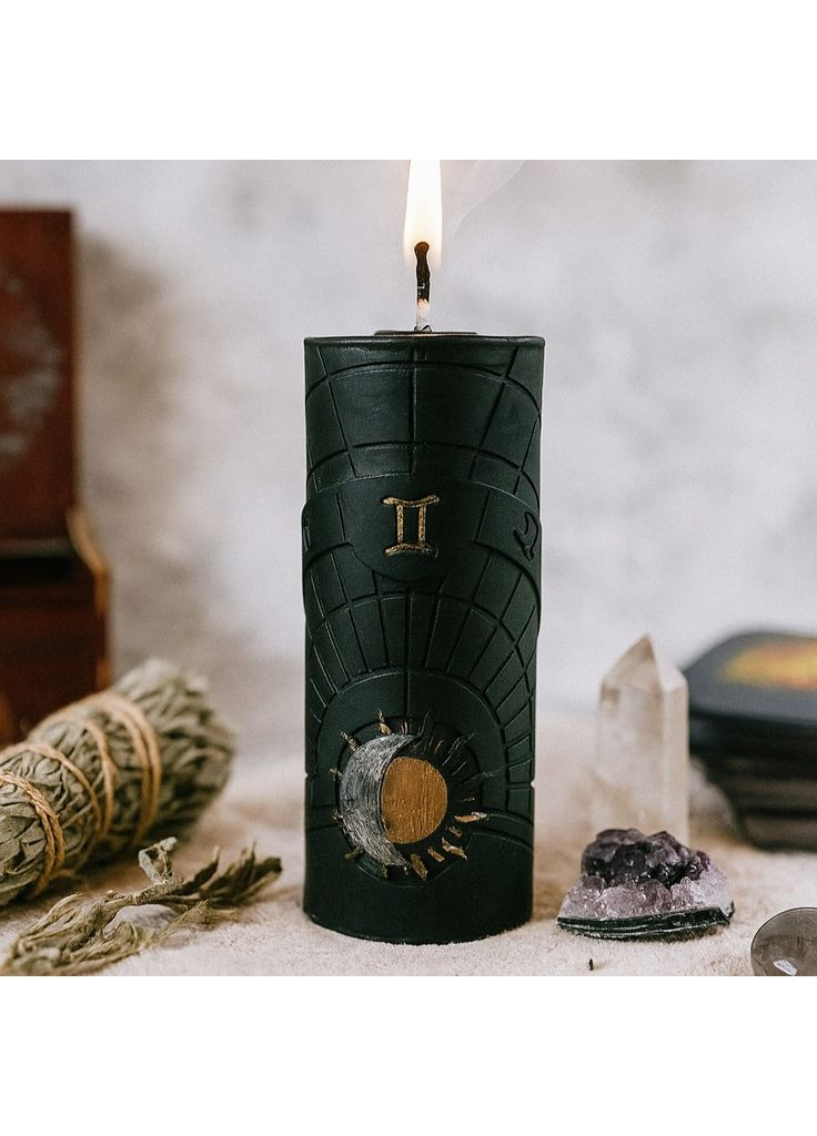 Черная восковая свеча знаки зодиака - Близнецы 5Candles (322347166)