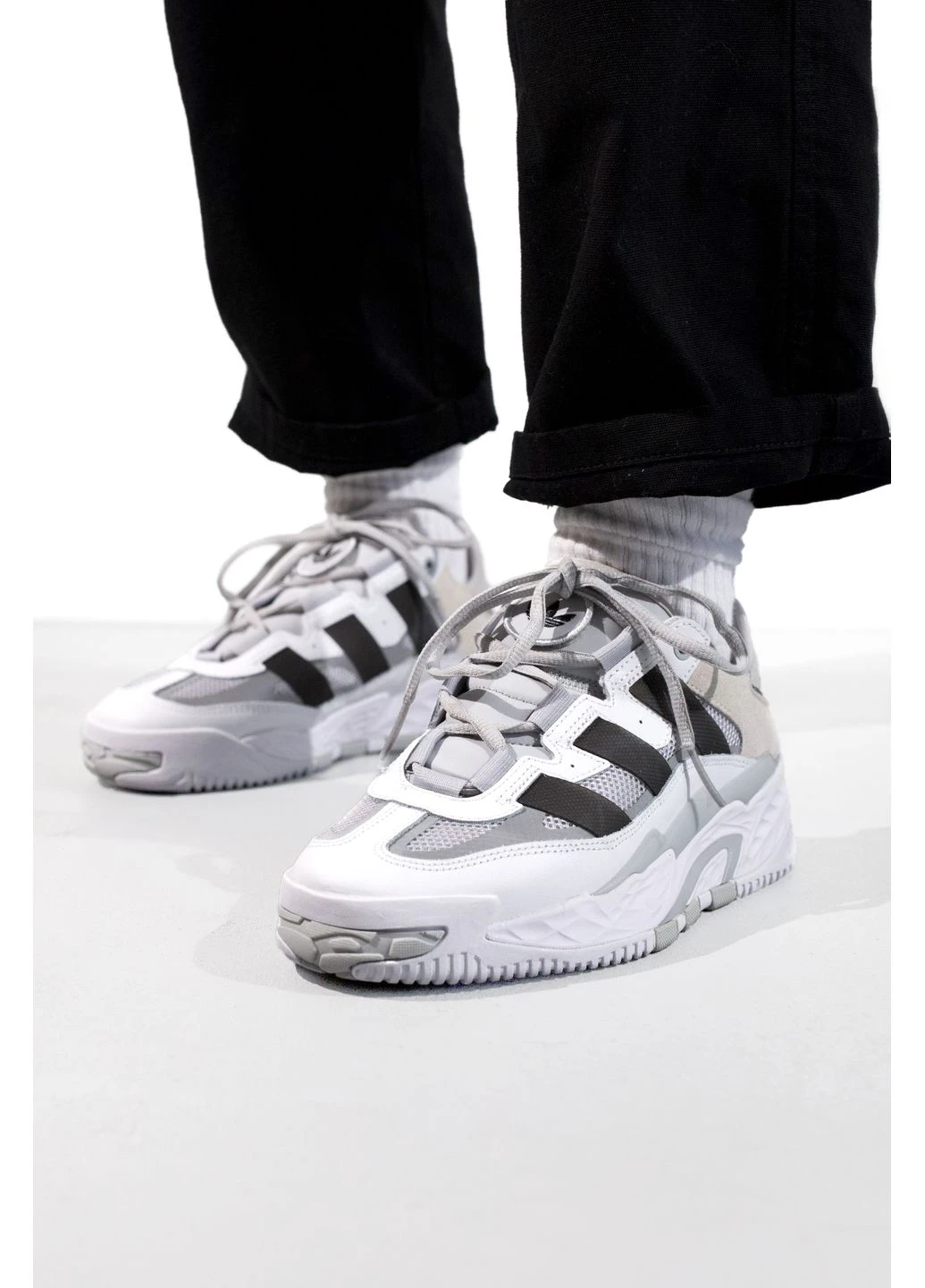 Білі кросівки чоловічі adidas niteball grey/white адідас найтбол білі демісезон No Brand