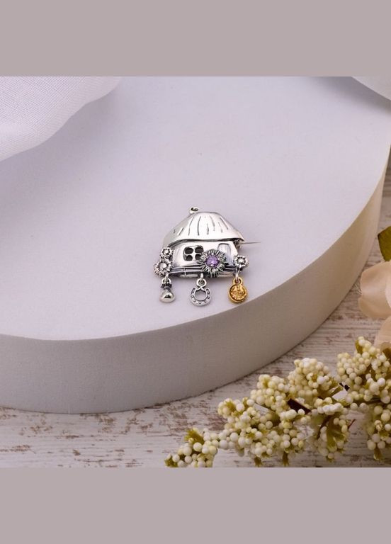 Брошь Домик Mini Amethyst 925 Gold Zirkon Skifska Etnika (324622873)
