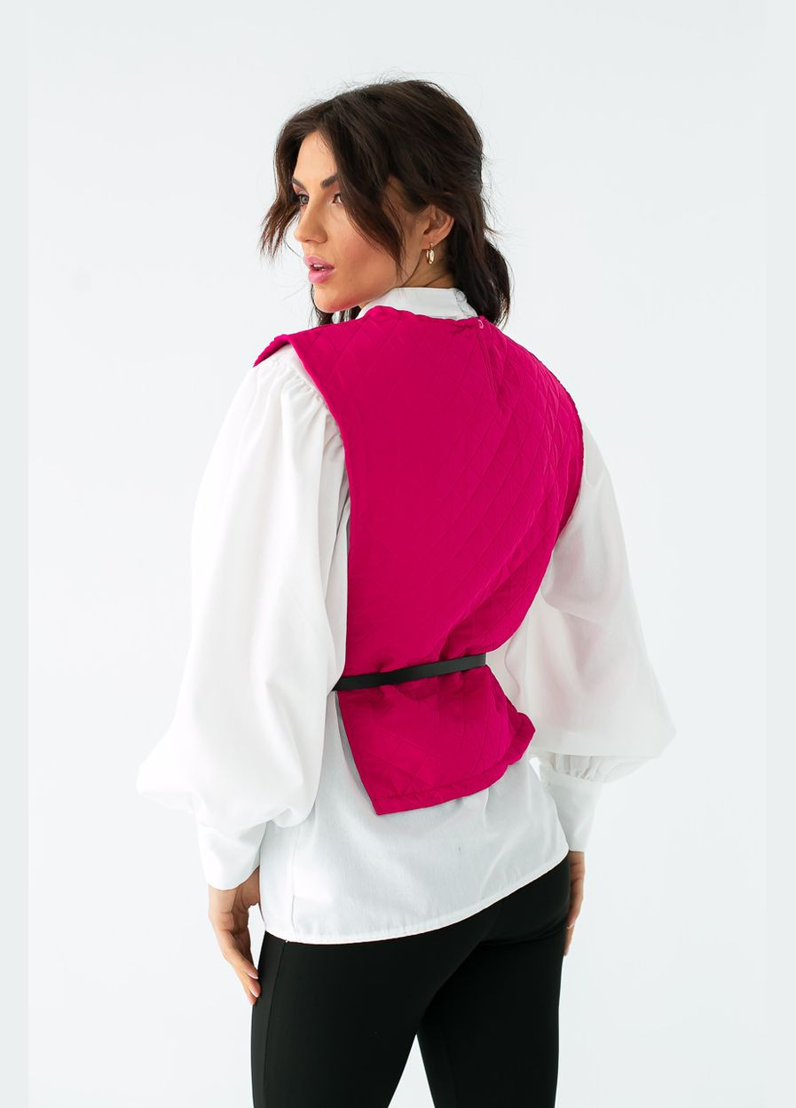 Фуксія блуза з об'ємними рукавами з накидкою та поясом Lurex