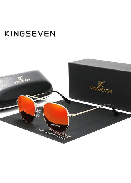 Мужские поляризационные солнцезащитные очки N7748 Gold Red KINGSEVEN (306460131)