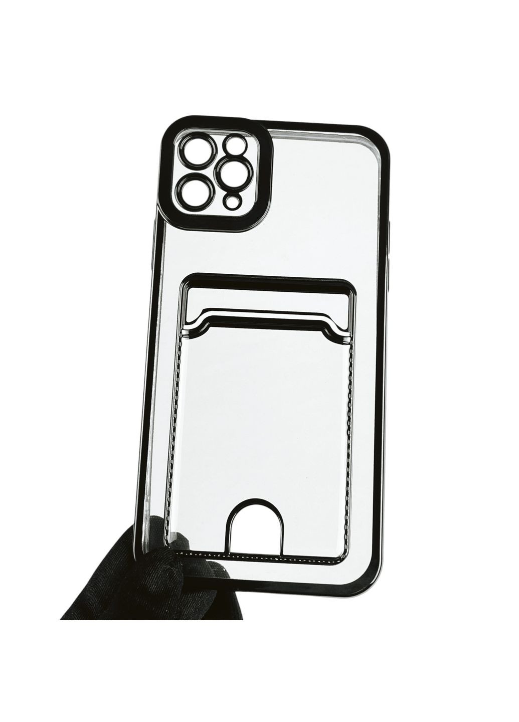 Чехол для iPhone 11 Pro Max с чёрной окантовкой с карманом для карт на айфон 11 про макс чёрный Apple (366020574)