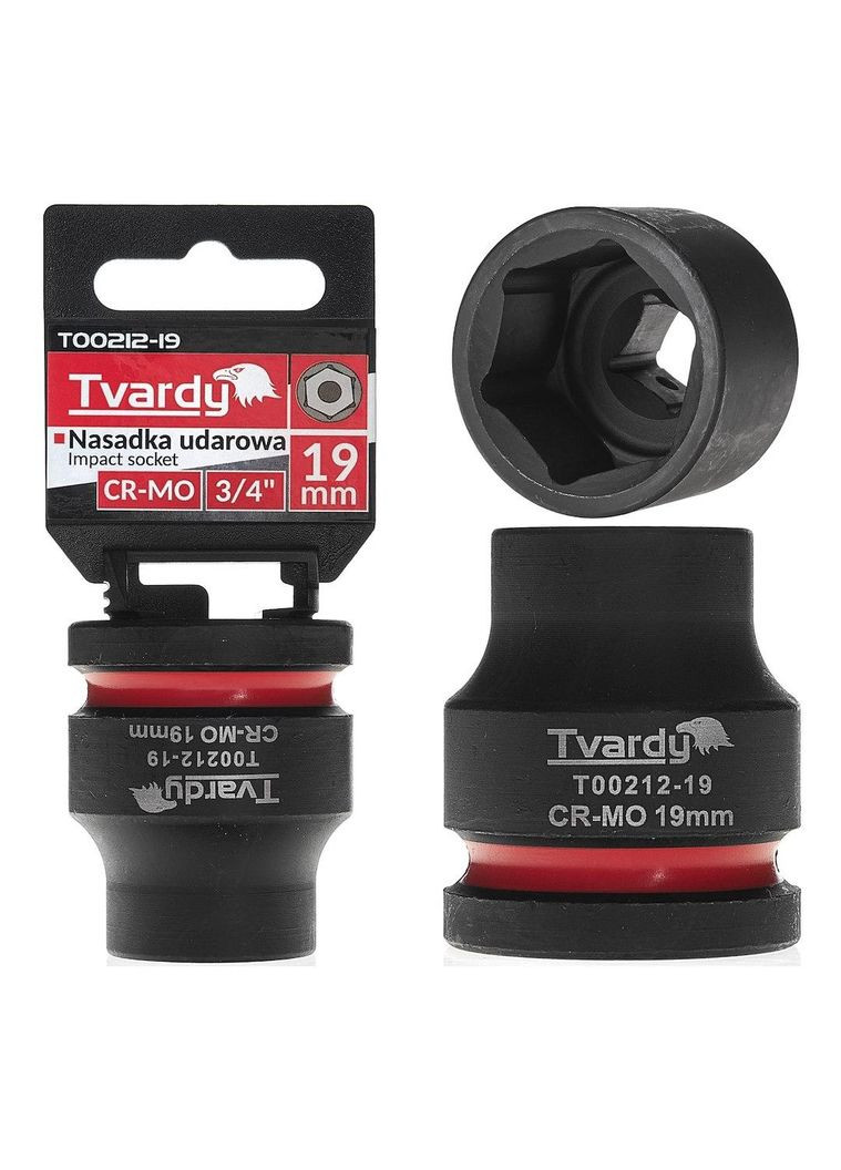 Головка ударна "Tvardy" з хром-молібденової сталі (Cr-Mo) 3/4" 6-гранна 19 мм Geko (355263153)