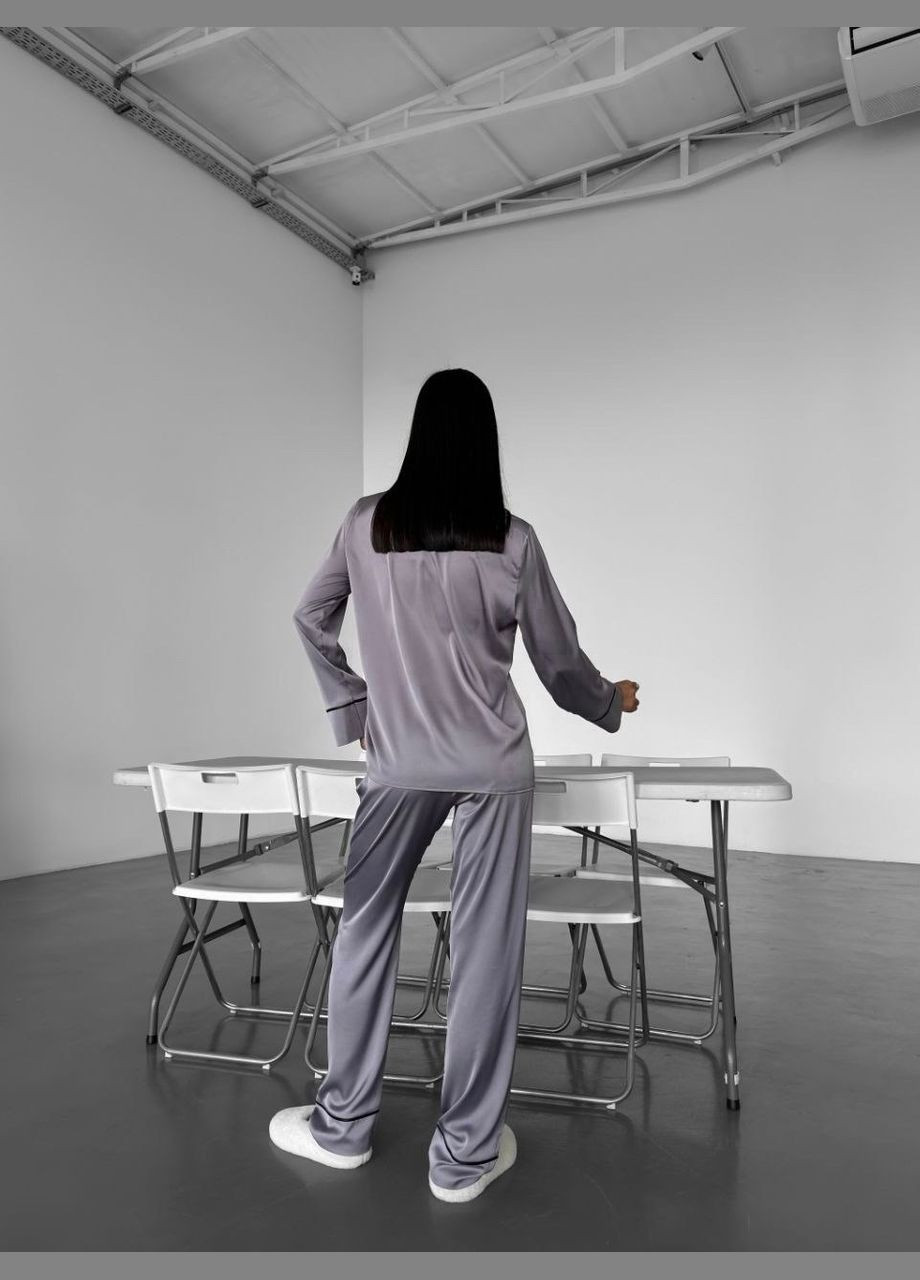 Сіра всесезон жіноча піжама сорочка + брюки No Brand