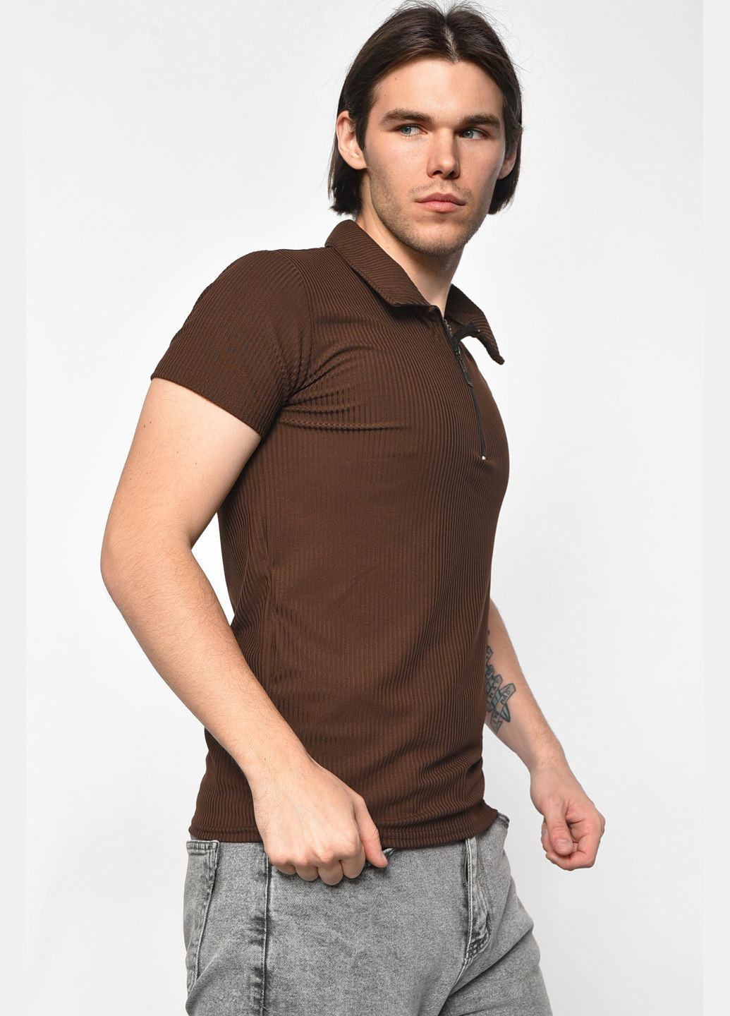 Коричнева футболка чоловіча поло коричневого кольору Let's Shop