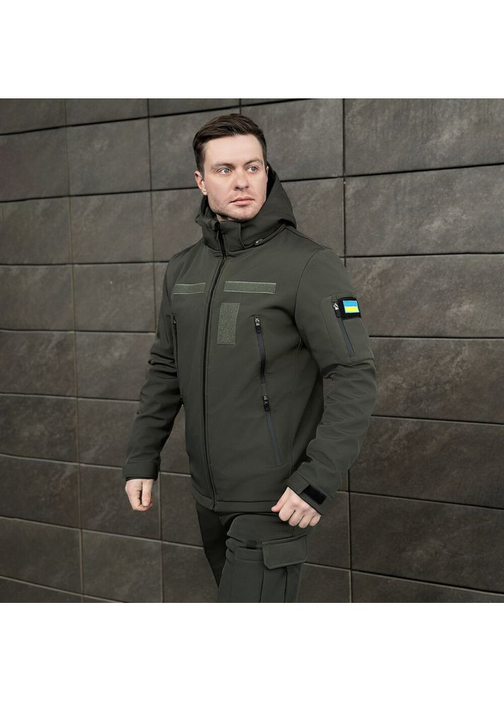 Оливкова (хакі) демісезонна куртка motive із липучками хакі Pobedov