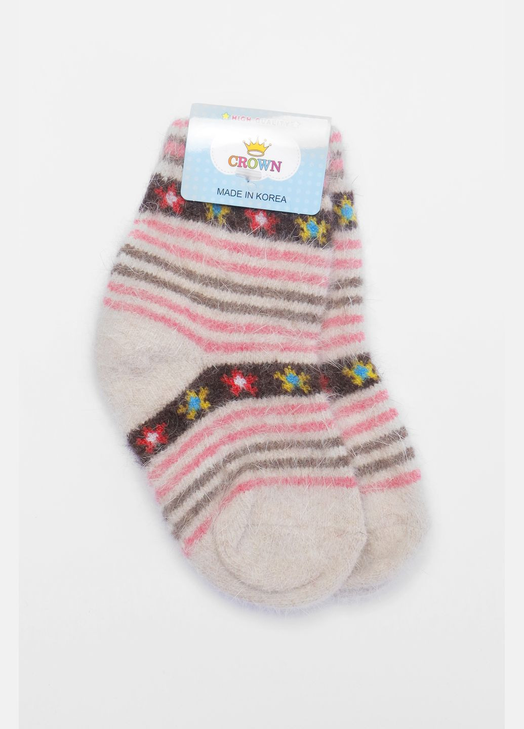 Шкарпетки дитячі ангорові сірого кольору з принтом Let's Shop (305389303)