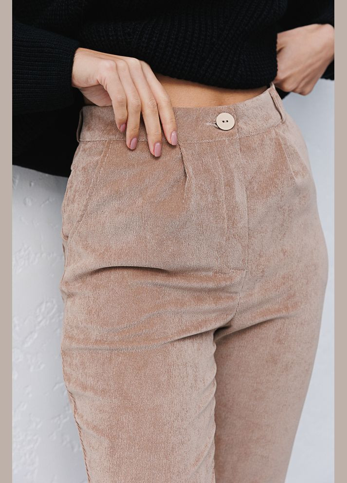 Жіночі брюки із вельвету темно-бежеві Arjen (289756736)