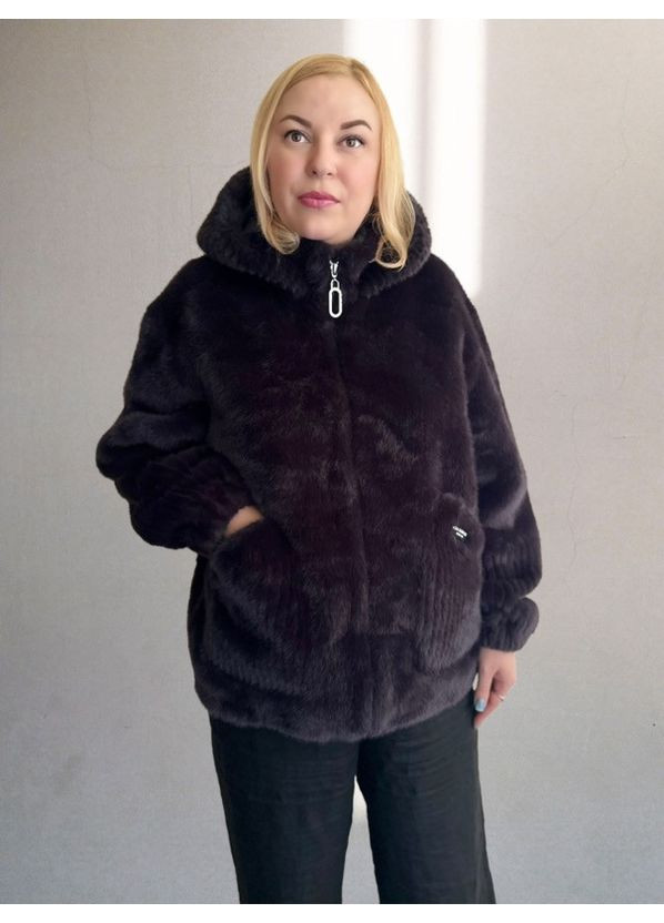 Женская короткая шуба с капюшоном Норка Баклажан No Brand (363975783)