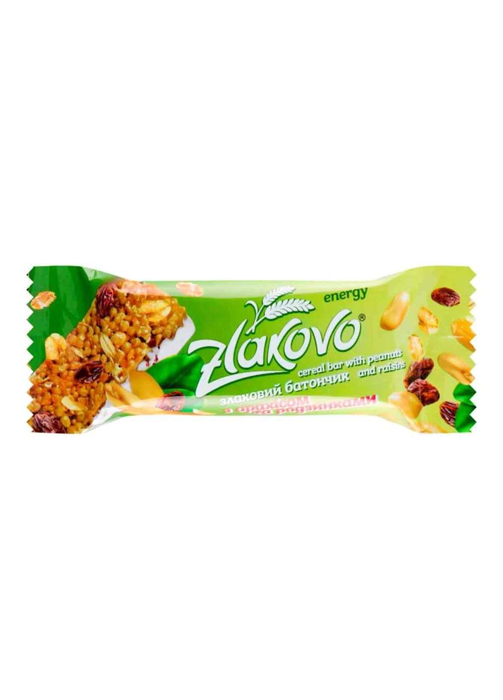 Батончик 40г з арахісом та родзинками глазур ТМ Zlakovo, Золоте зерно (400253444)