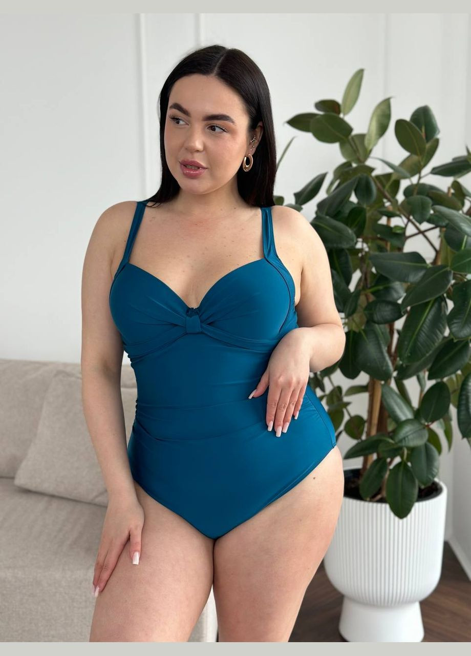 Морської хвилі літній стильний суцільний купальник з гарною спинкою суцільний Vakko