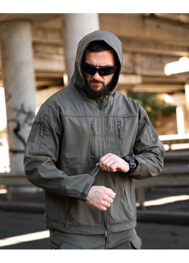 Міська тактична куртка Maximus софтшелл вітро-вологостійка світло-сіра з липучками для шевронів No Brand (362024509)