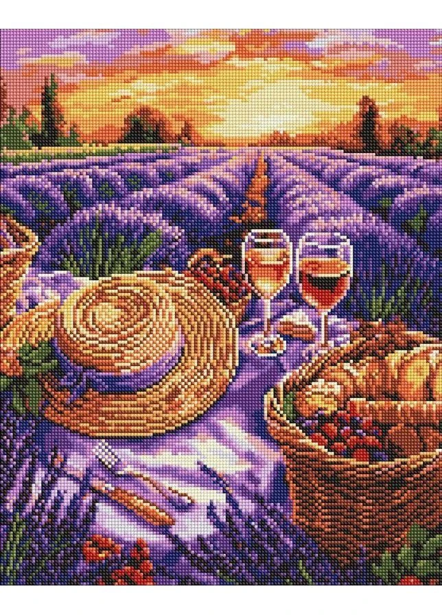 "Лавандовый пейзаж" алмазная мозаика 40*50 см. Алмазна мозаїка (374670481)