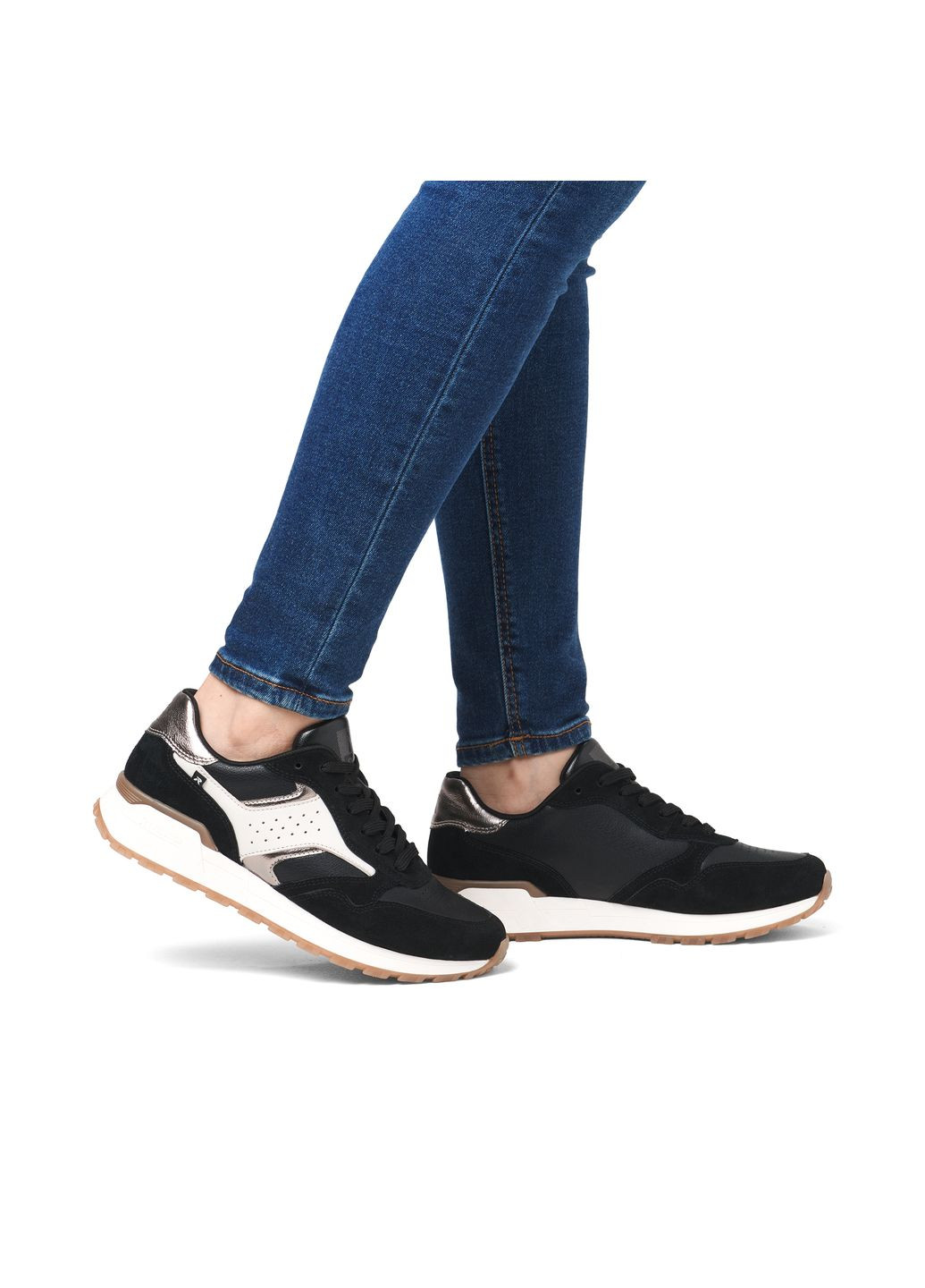 Демисезонные кроссовки Rieker чёрно-белые демисезоны (300073439)