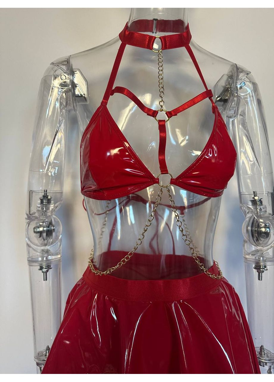 Латексный костюм женский для ролевих игор "Новогодний кролик" красный No Brand (315403198)