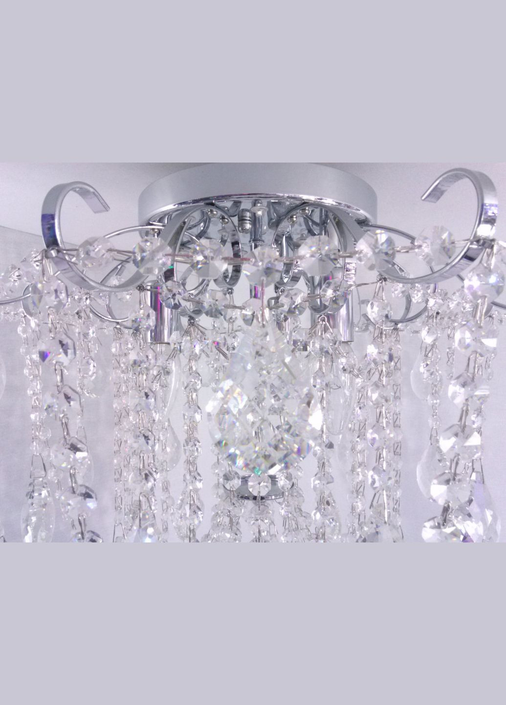 Люстра стельова кришталева з пультом 25486 Хром 42х45х45 см. Sunnysky (364490190)