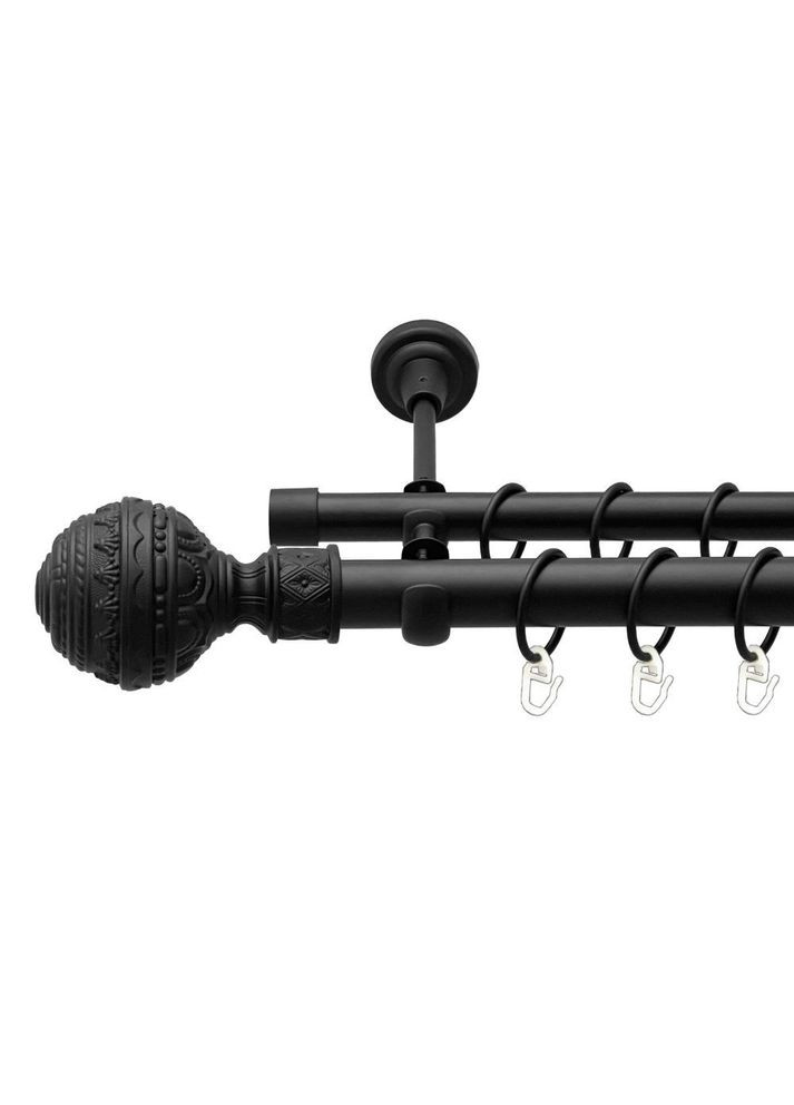 Карниз Арабеска металлический двухрядный открытый гладкая труба Черный Бархат 25\19 мм 200 см (00-00018115) ORVIT (300691140)