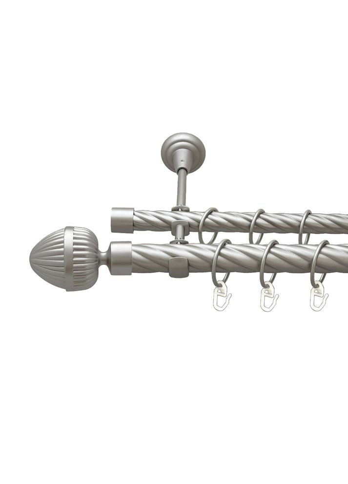 Карниз Одеон металлический двухрядный открытая скрученная труба Сатин 25\19 мм 300 см (00-00023699) ORVIT (300845977)