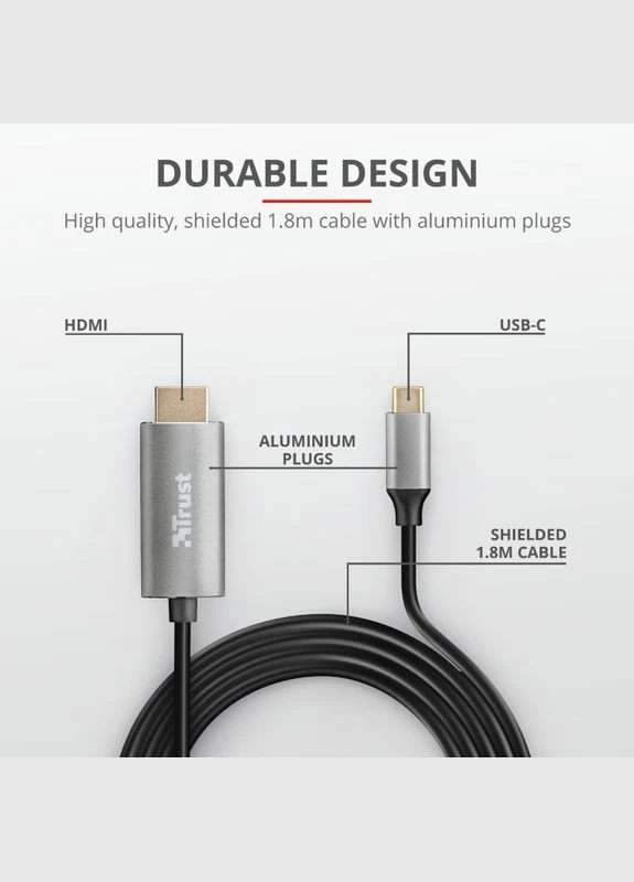 Calyx USB-C to HDMI 1.8м BLACK Trust (315143104)