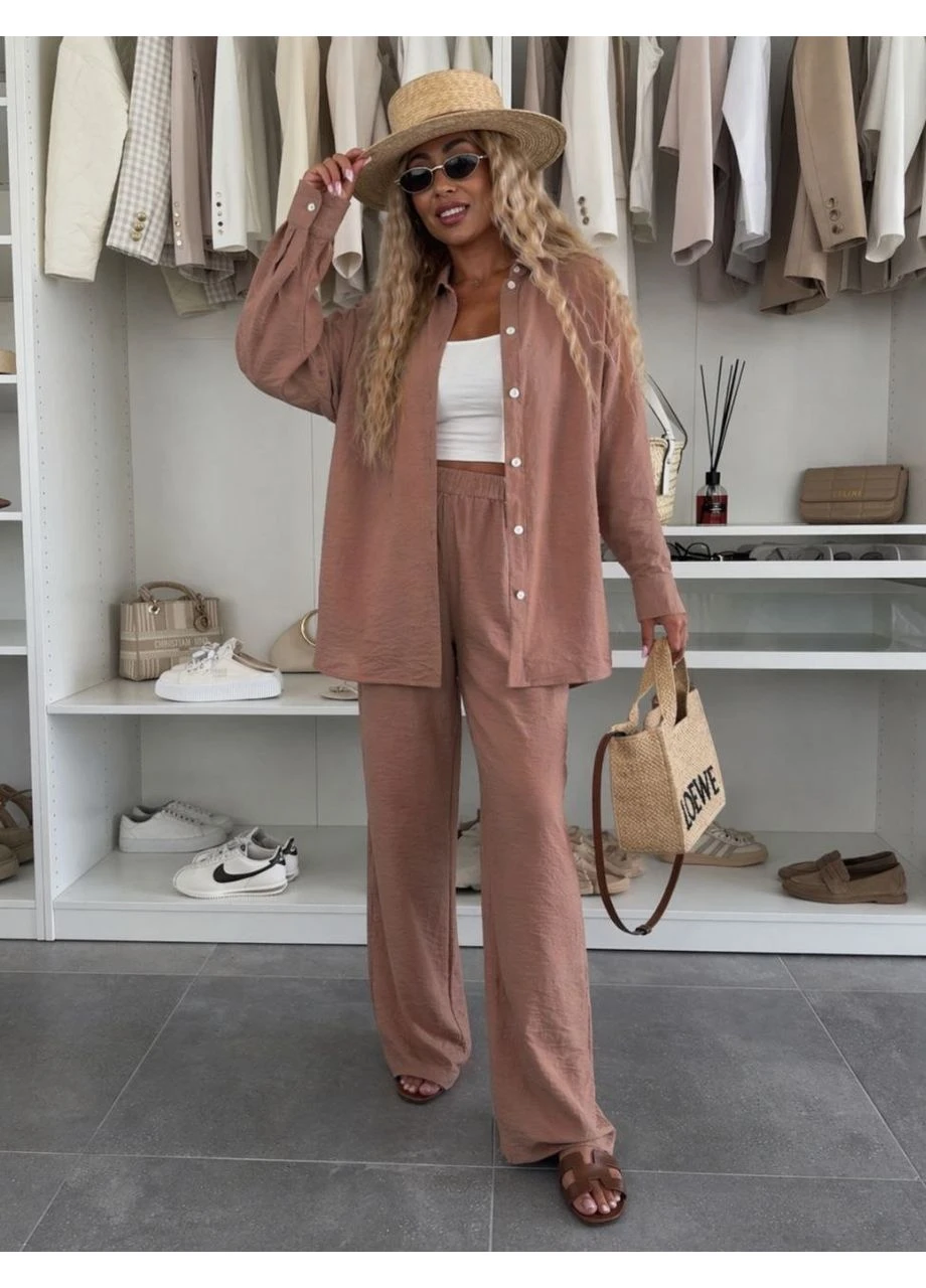 Костюм льон бохо вільного крою в стилі Oversize на ґудзиках GD/GL Модний простір (399240706)