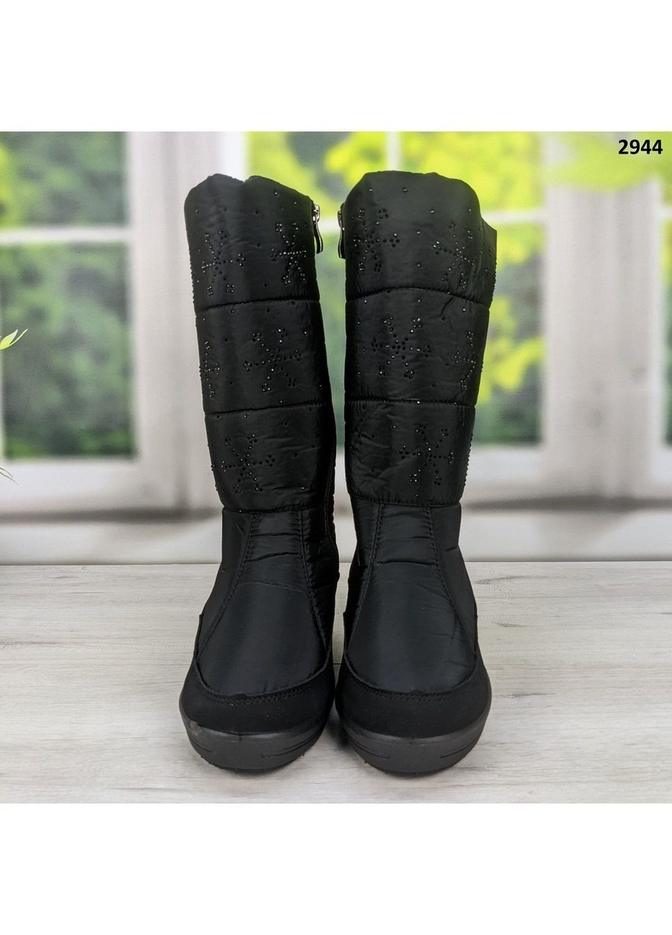 Черные сапоги дутики зимние женские Progress на молнии
