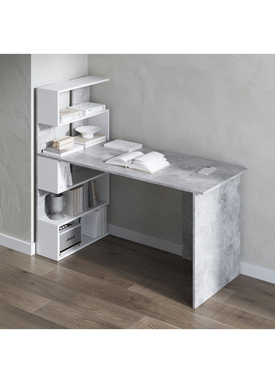 Компьютерный стол, письменный с полками слева, ЛДСП, 142×60×123 см – для дома, учебы, офиса VAYS M-24 (373315118)