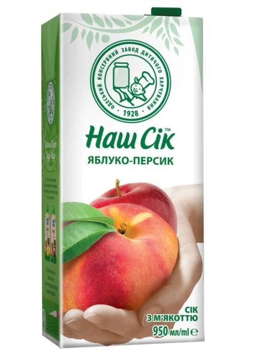 Сок ОКЗДХ Яблоко-Персик с мякотью 0,95л Наш Сік (369544269)
