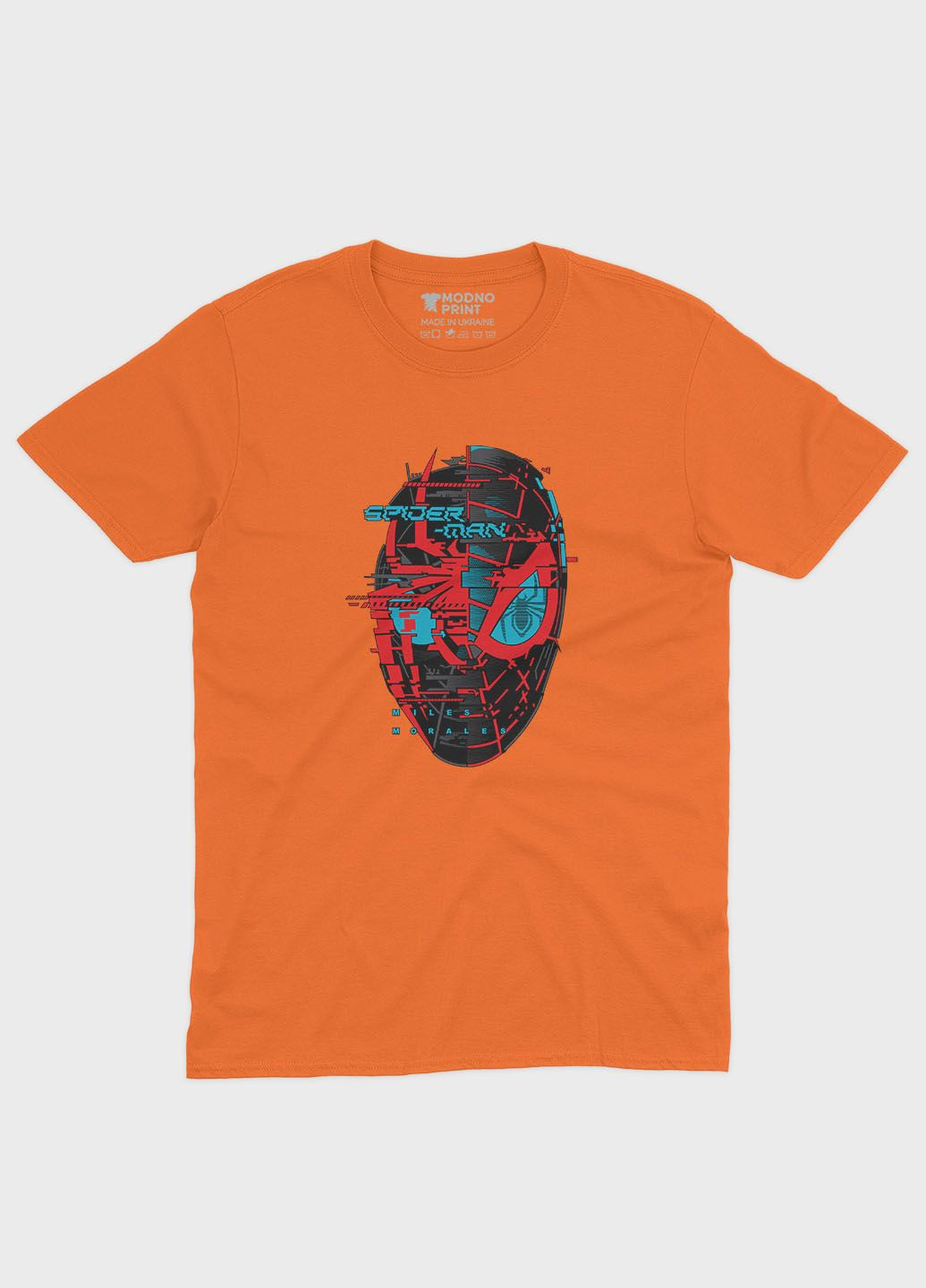 Помаранчева демісезонна футболка для хлопчика з принтом супергероя - людина-павук (ts001-1-ora-006-014-034-b) Modno