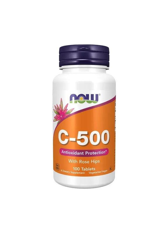 Вітамін С із Шипшиною NOW Vitamin C-500 with rose Hips 100 таб Now Foods (367831528)