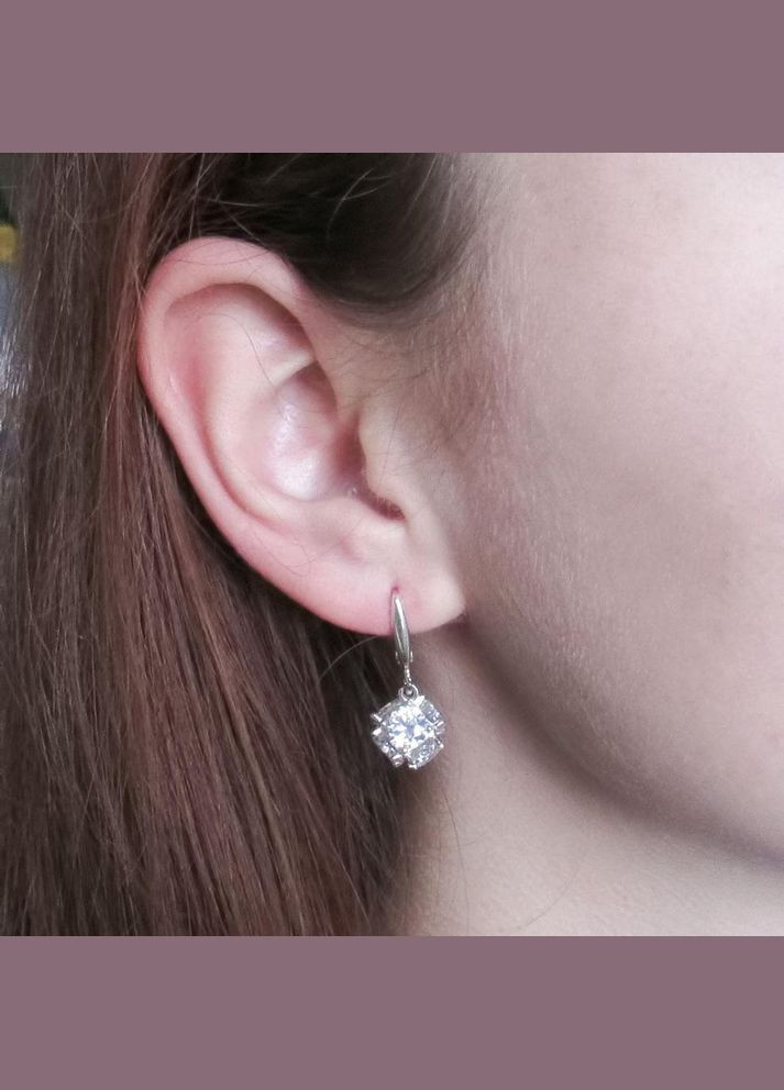 Срібні сережки "Висячі кульки" камені No Brand (350667606)