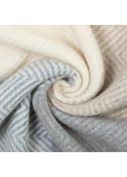 Плед мериносовий Клітка 4499 140х200 см бежевий з блакитним Love You (365432361)