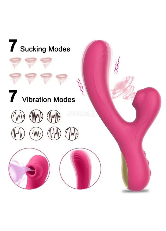 Вибратор 2в1 с вакуумной стимуляцией клитора фиолетовый No Brand (316554560)