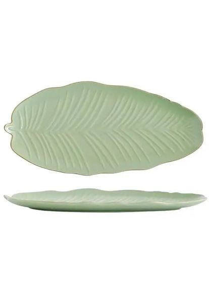 Блюдо для подачі Leaf Green Gold B010789 30x16.8 см зелене Limited Edition (349222656)