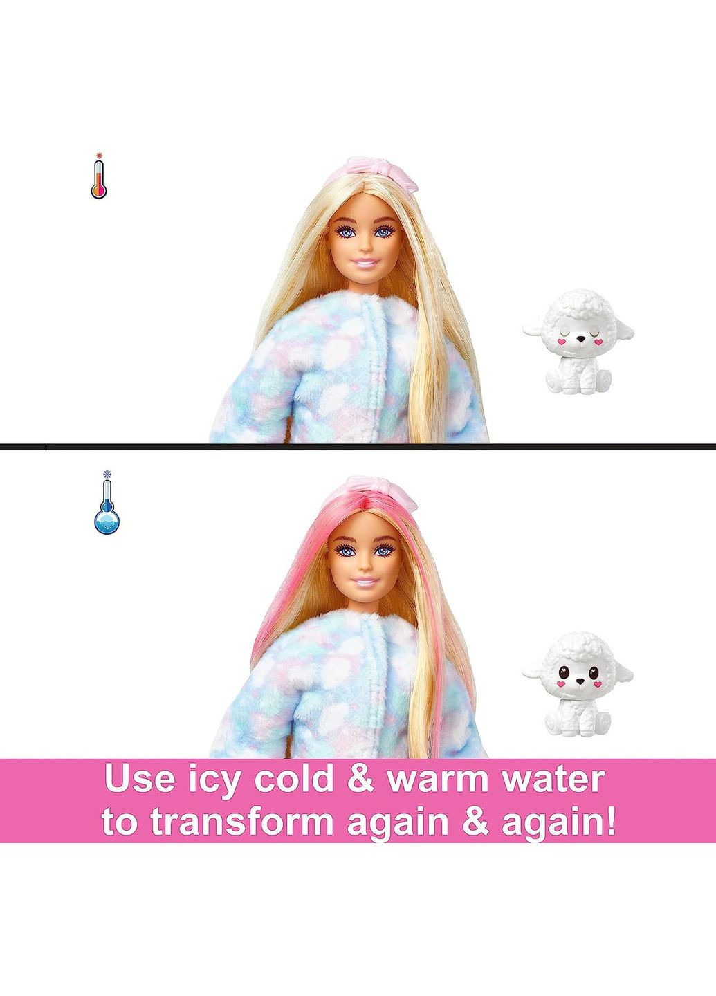 Кукла Barbie Cutie Reveal с розовыми волосами и в костюме плюшевой овечки Mattel (282964504)