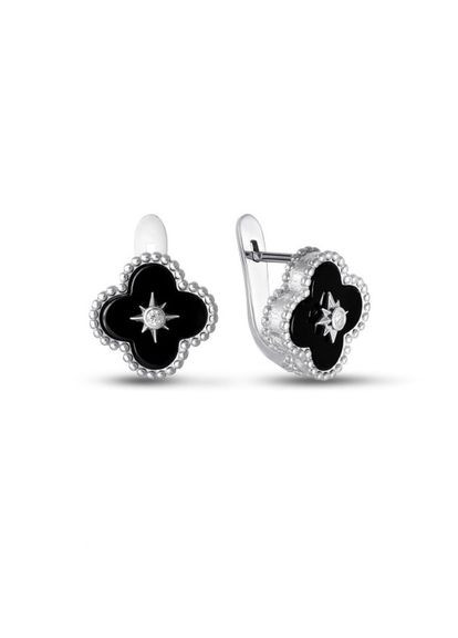 Сережки 'Кліф' срібло 925° 3,86г. чорний онікс родій () Bigsun 2063 (369798161)