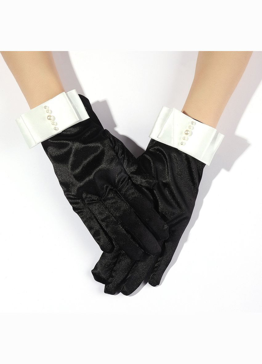 Однотонные перчатки с жемчужинами honey fashion accessories one size (XS/S/M) черный (7-51) No Brand (313286227)