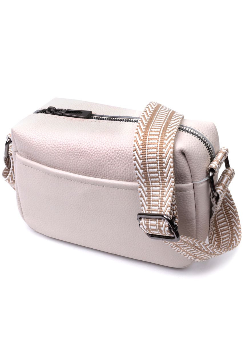 Женская кроссбоди на одно отделение из натуральной кожи белая 22602 Vintage (329197737)