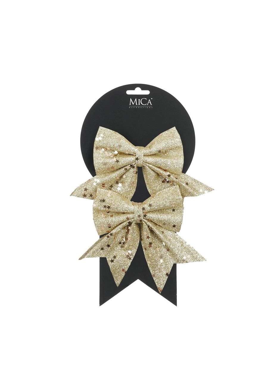 Бант декоративний 2 шт новорічний декор для ялинки та подарунків MICA Decorations (374990672)