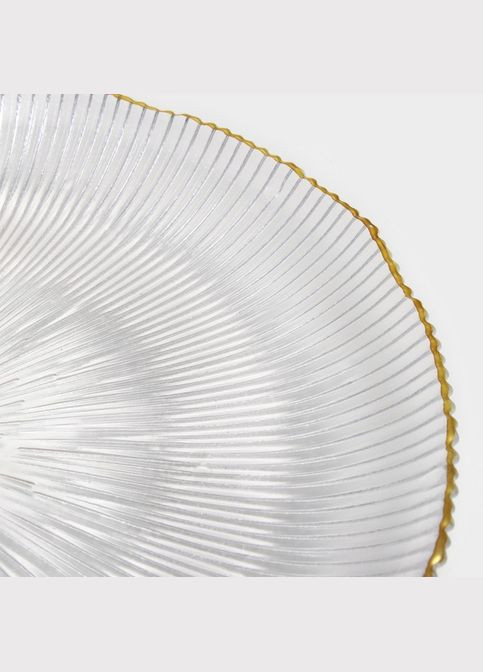 Тарілка скляна D32.5см, колір - прозорий із золотим обідком BonaDi (296555165)