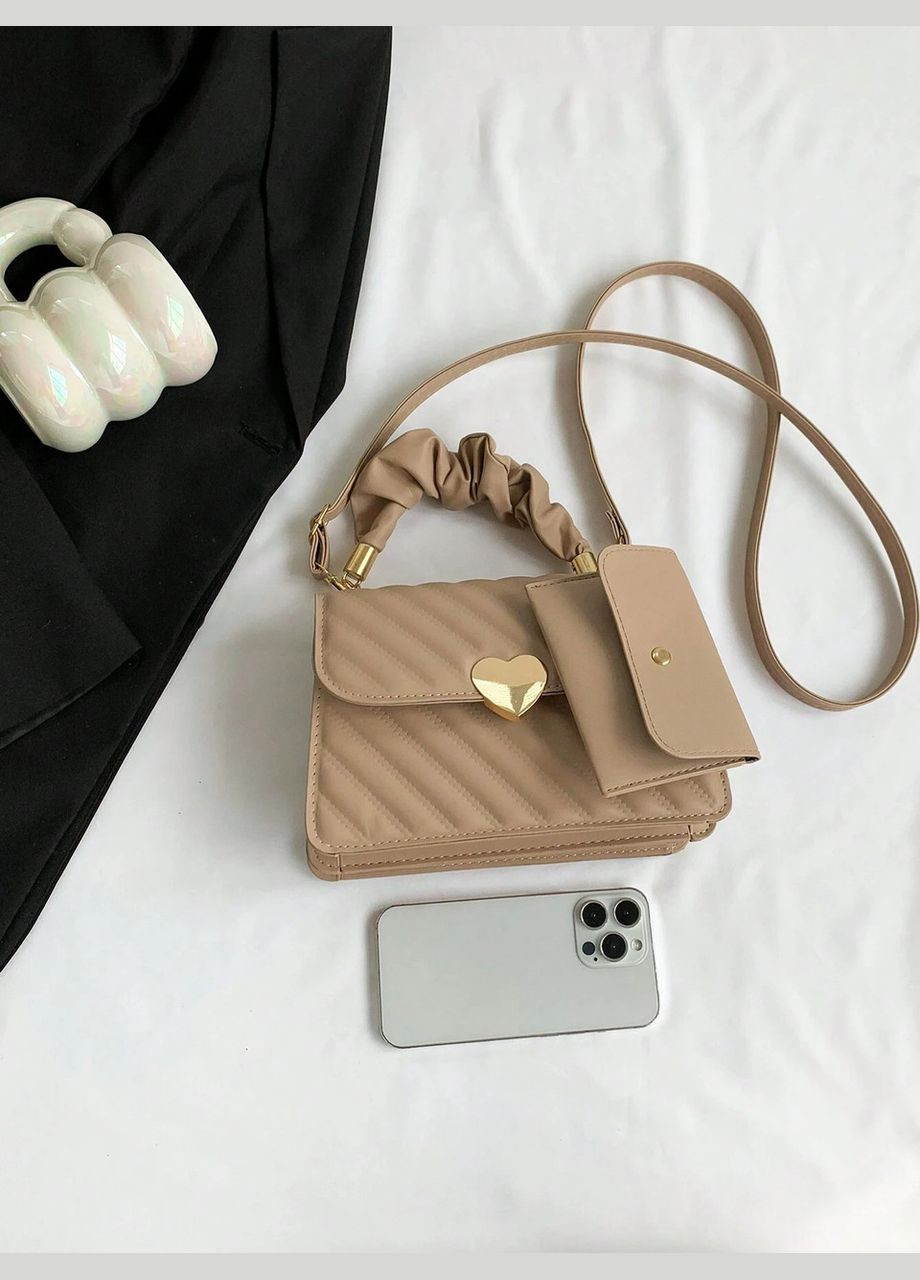 Жіноча сумка 6892 крос-боді бежева No Brand (290665311)