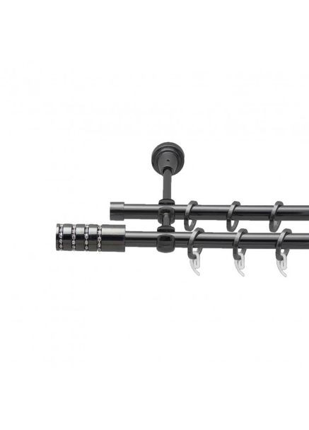 Карниз для штор Барамелла металлический двухрядный гладкая труба кольцо металлическое Оникс 19\19 мм 300 см ORVIT (299335551)