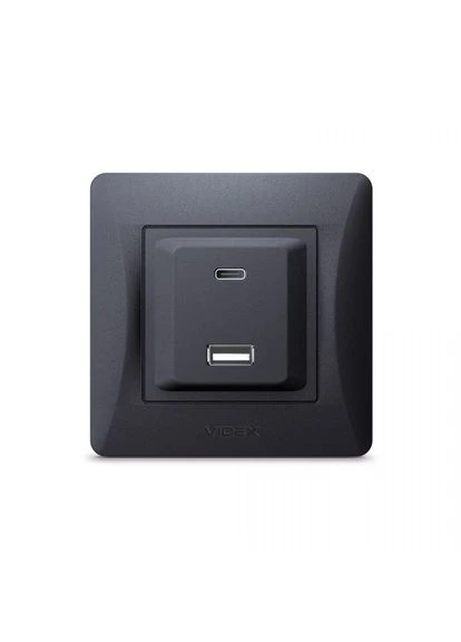 Розетка USB-A + USB-C PD20W графит BINERA Videx (374690354)