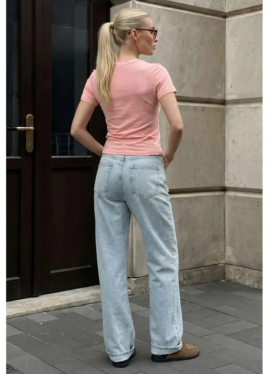 Женская футболка персиковая однотонная базовая bit peach Seli Staff - (395643164)