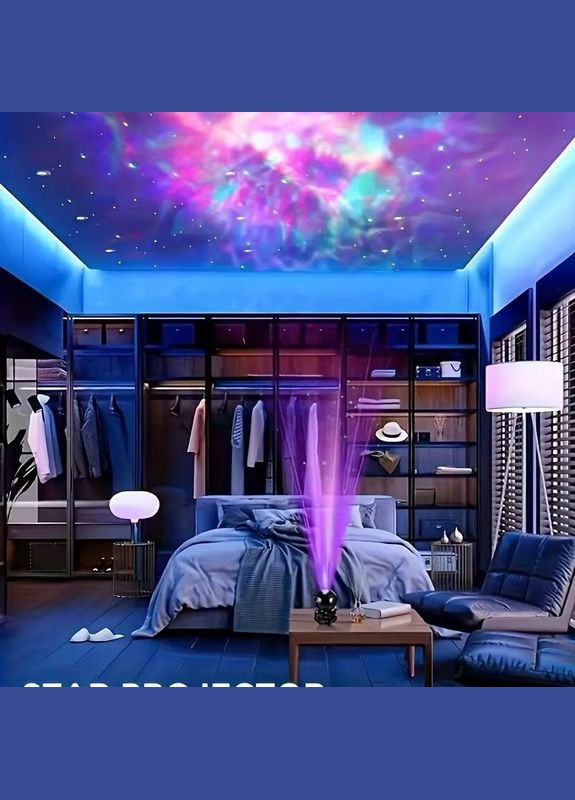 Нічник проектор зоряного неба Космонавт с зірочкою, від USB, з пультом, колір чорний No Brand (346496824)