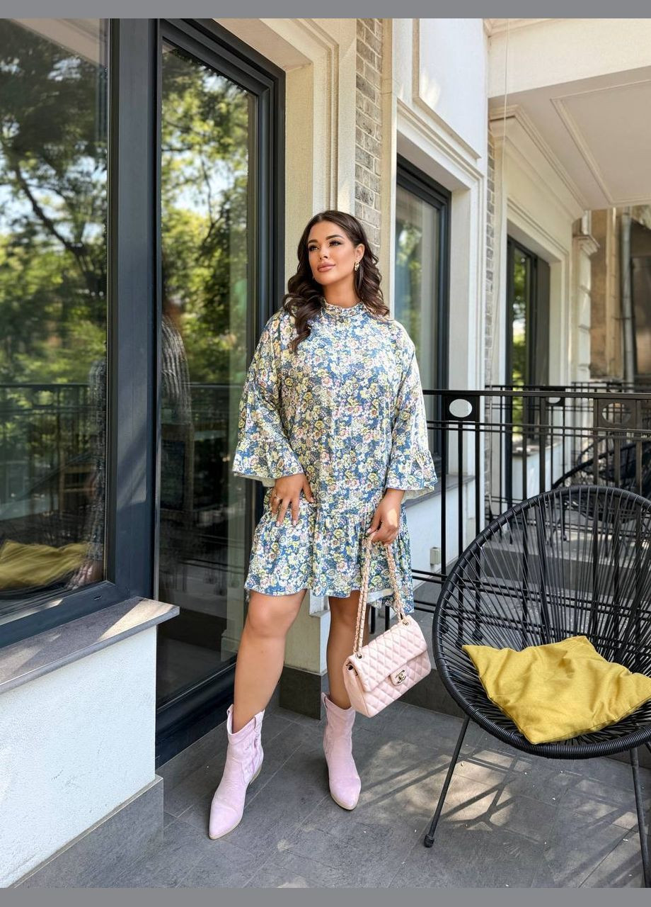 Блакитна сукня Garna однотонна